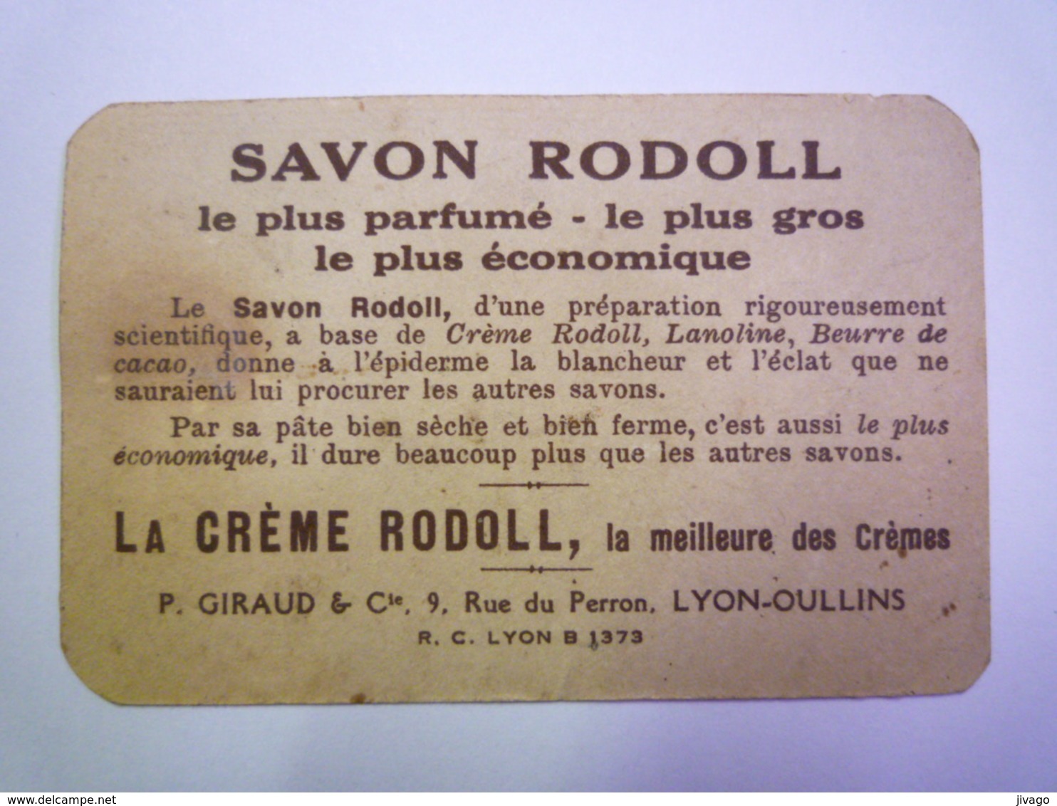 2019 - 1079  Carte Parfumée  SAVON  RODOLL   - Anciennes (jusque 1960)