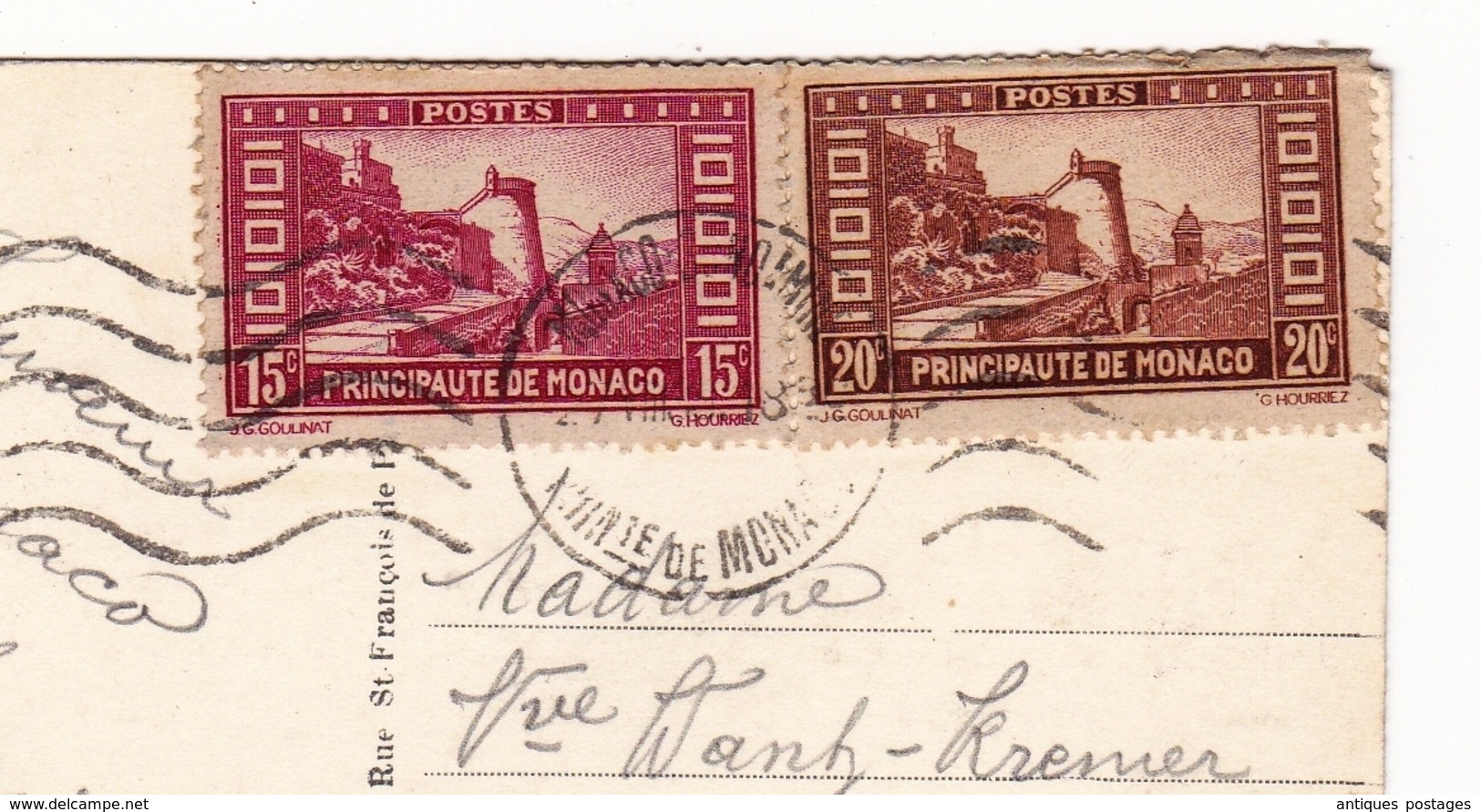 Carte Postale Monaco 1938 Monte Carlo Salle Du Trône Luxembourg - Covers & Documents