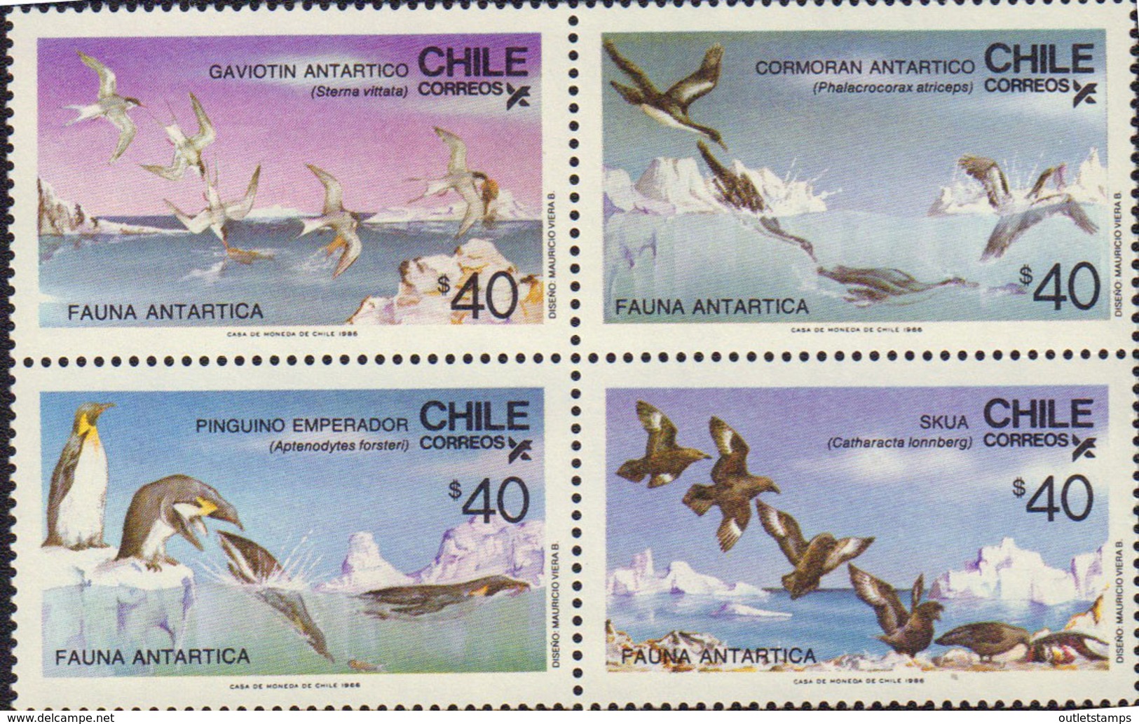 Ref. 6877 * NEW *  - CHILE . 1986. BIRDS OF THE ANTARCTICA. PAJAROS DE LA ANTARTIDA - Chile