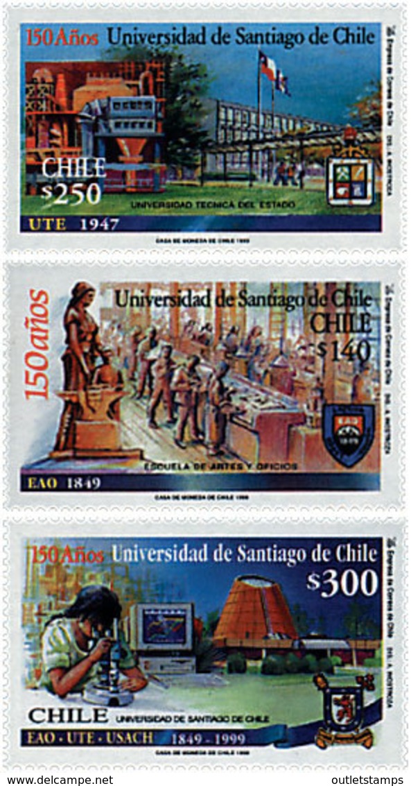 Ref. 51379 * NEW *  - CHILE . 1999. 150 ANIVERSARIO DE LA UNIVERSIDAD DE SANTIAGO DE CHILE - Chili