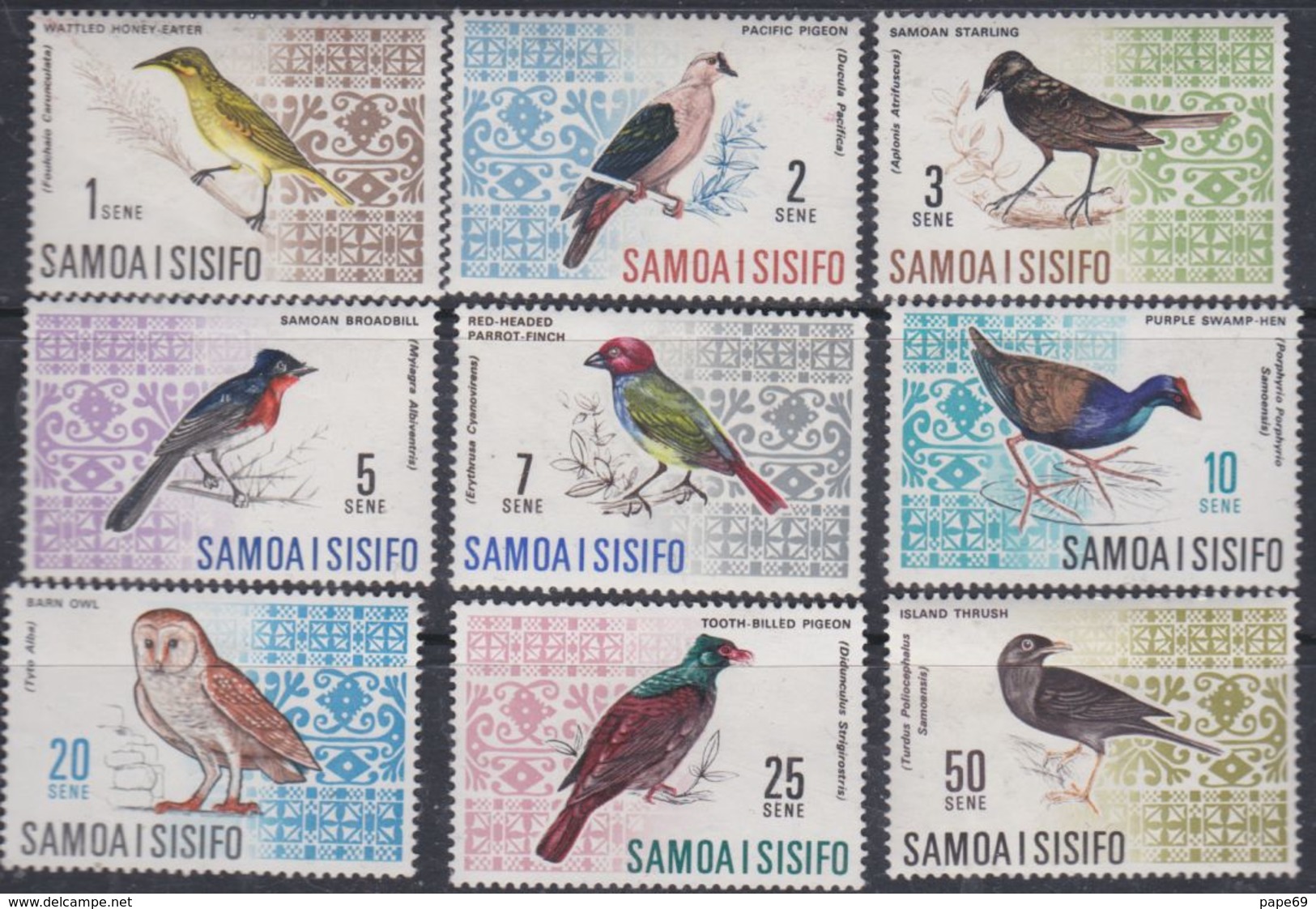 Samoa N° 202 / 10 XX Partie De Série Courante : Oiseaux : Les 9 Valeurs  Sans Charnière, TB - Samoa