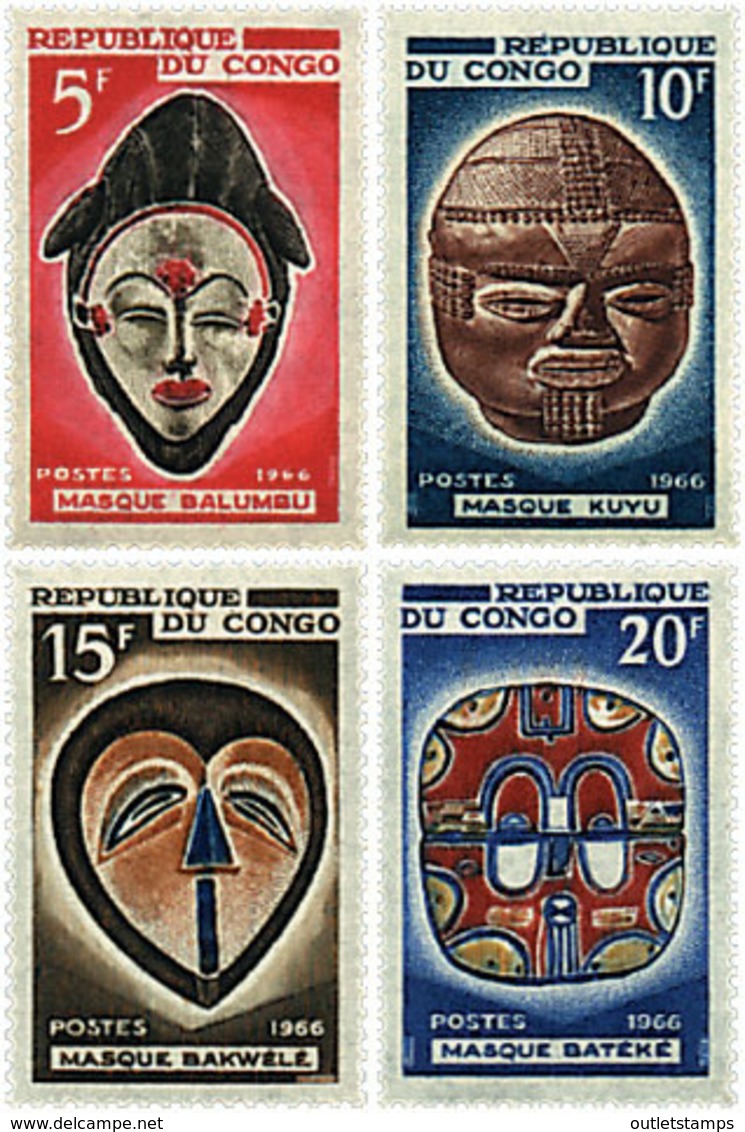 Ref. 190114 * NEW *  - CONGO . 1966. MASKS. MASCARAS - Nuevas/fijasellos