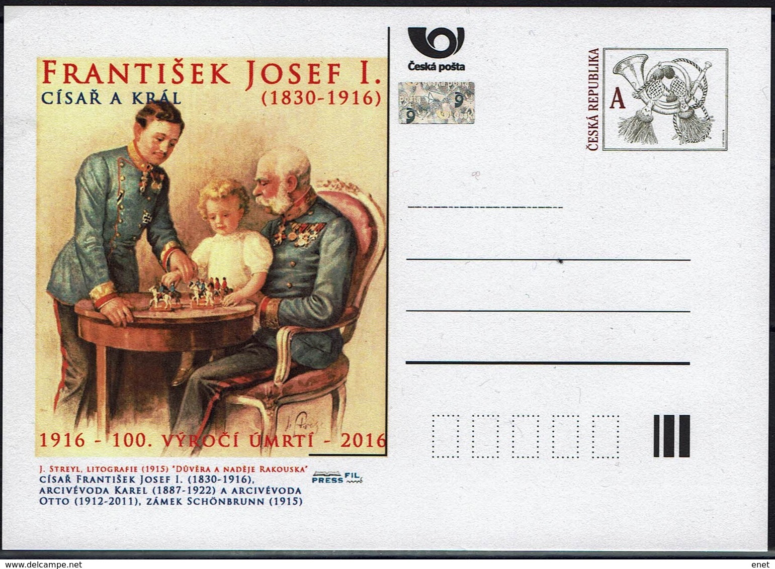 Tschechische Republik - Ceska Rep. 2016 - Franz Joseph I, Karl Und Otto - Briefkarte - Königshäuser, Adel