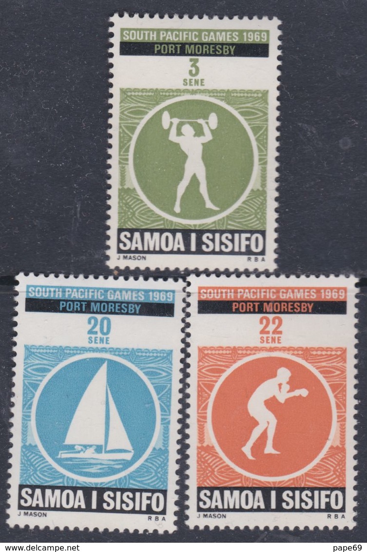 Samoa N° 251 / 53 XX 3ème Jeux Sportifs Du Pacifique-Sud, Les 3 Valeurs Sans Charnière, TB - Samoa