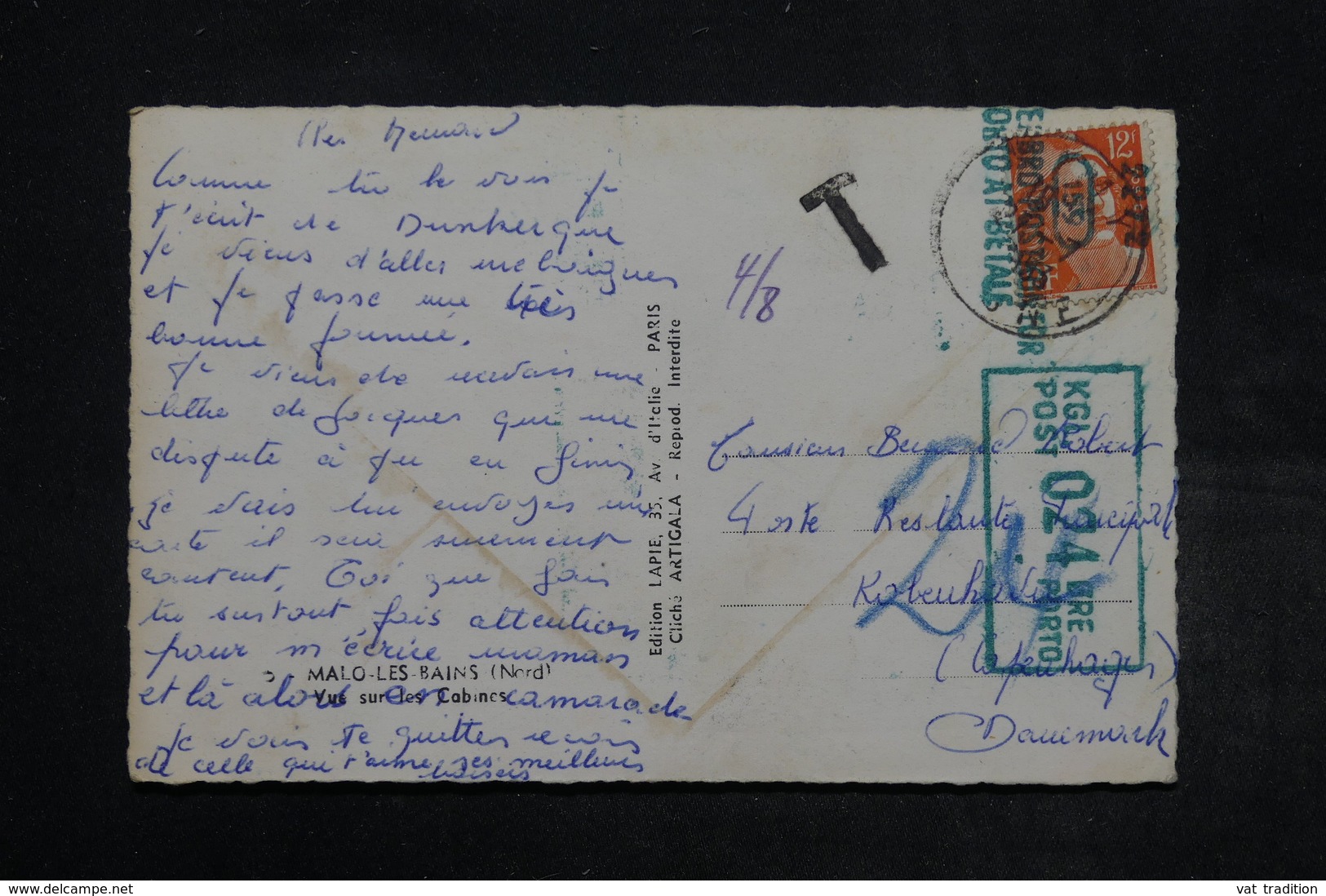 DANEMARK - Cachet De Taxe Sur Carte Postale De France - L 26972 - Port Dû (Taxe)