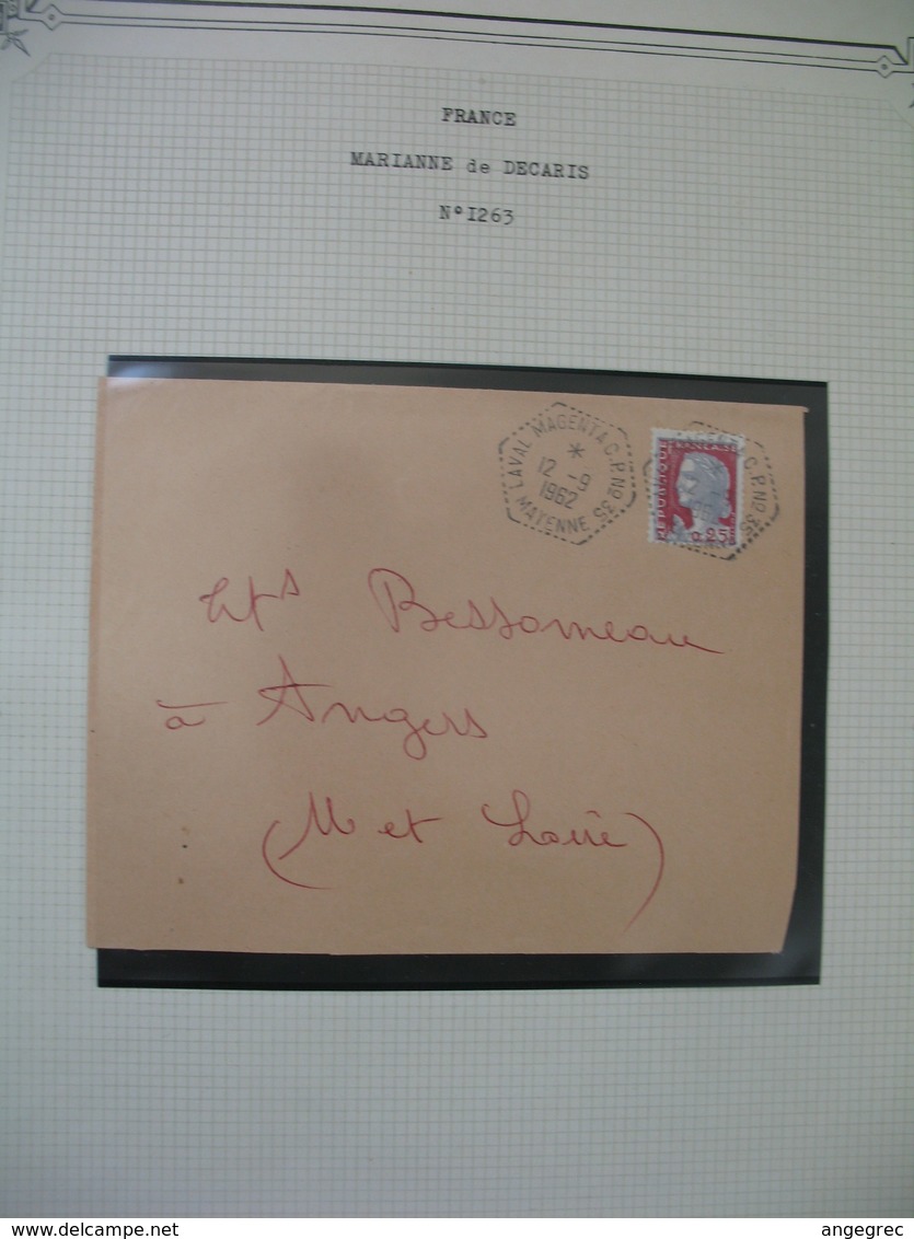 Lettre 1962  Marianne De Decaris  N°1263  Cachet Laval Magenta C.P. N° 35  Mayenne  à Voir - 1961-....