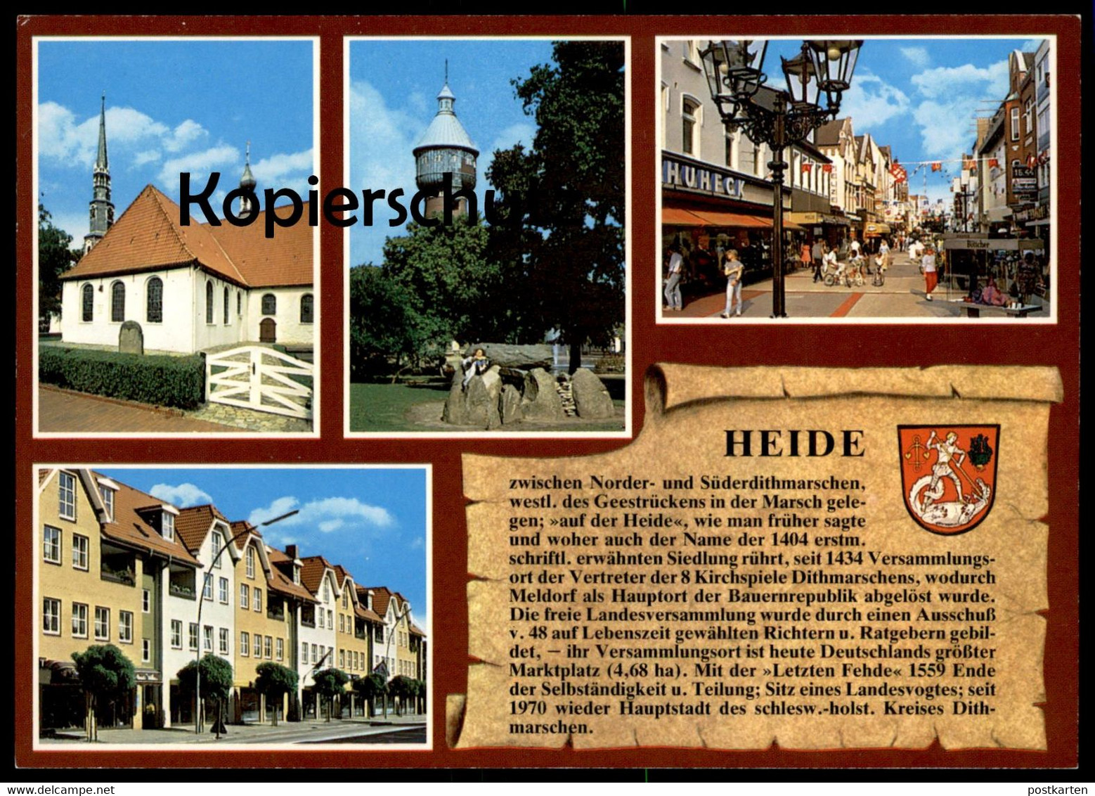 POSTKARTE HEIDE WAPPEN & GESCHICHTE CHRONIK Chronikkarte Chronique Chronicle Storycard Postcard Cpa AK Ansichtskarte - Heide