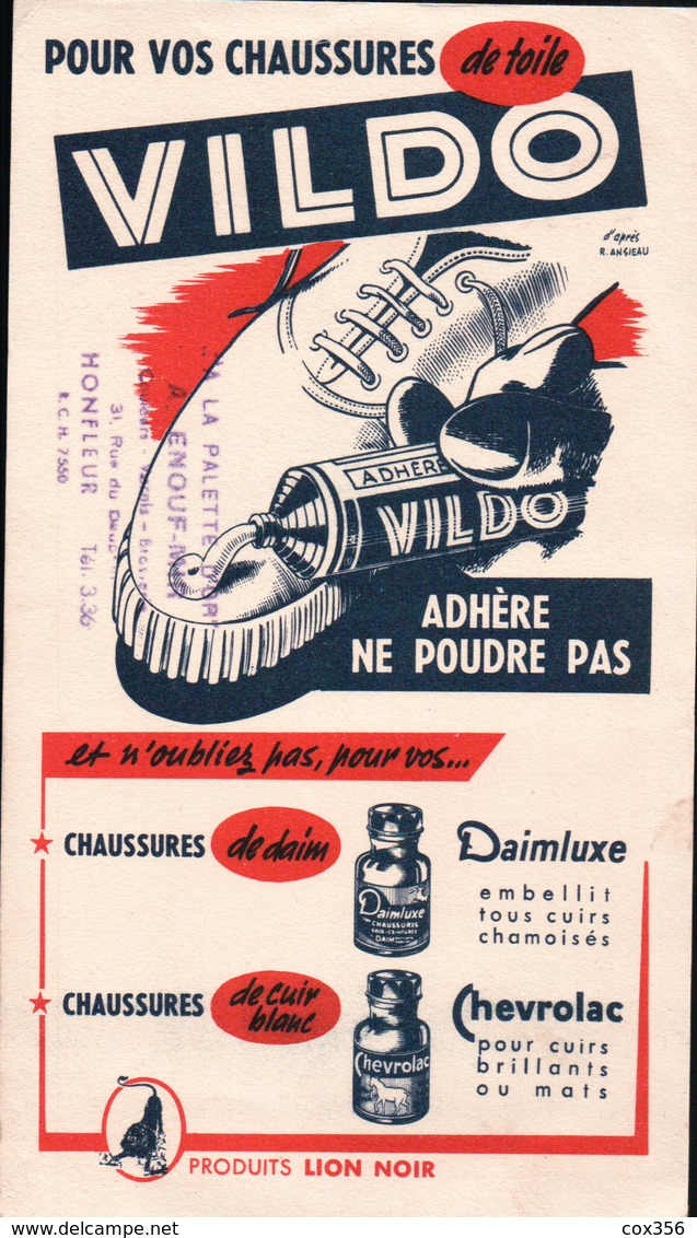 Ancien BUVARD Illustré VILDO Produits LION NOIR , A La Palette D'or à HONFLEUR - V