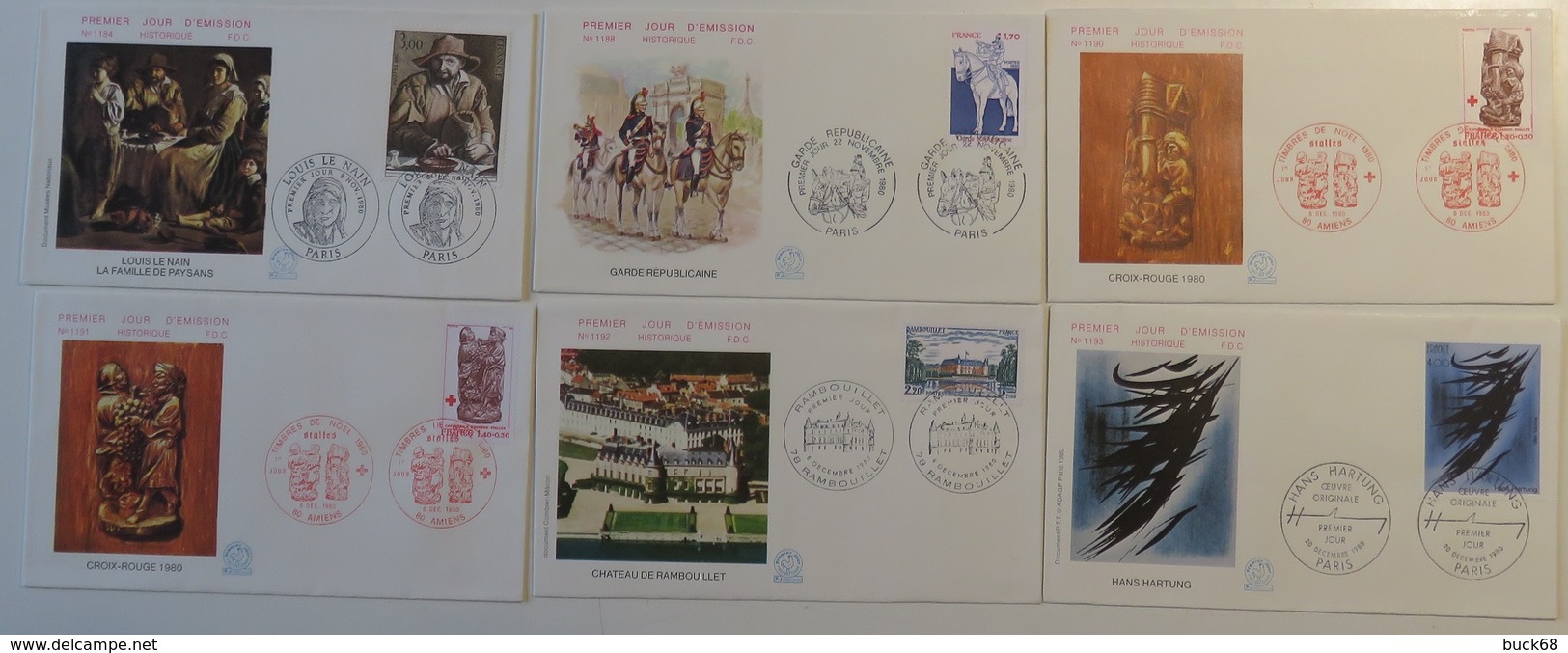 FRANCE Année 1980 Lot De 42 Enveloppes 1er Premier Jour FDC ETB (CV 108 €) Port Réduit 2 - Collections