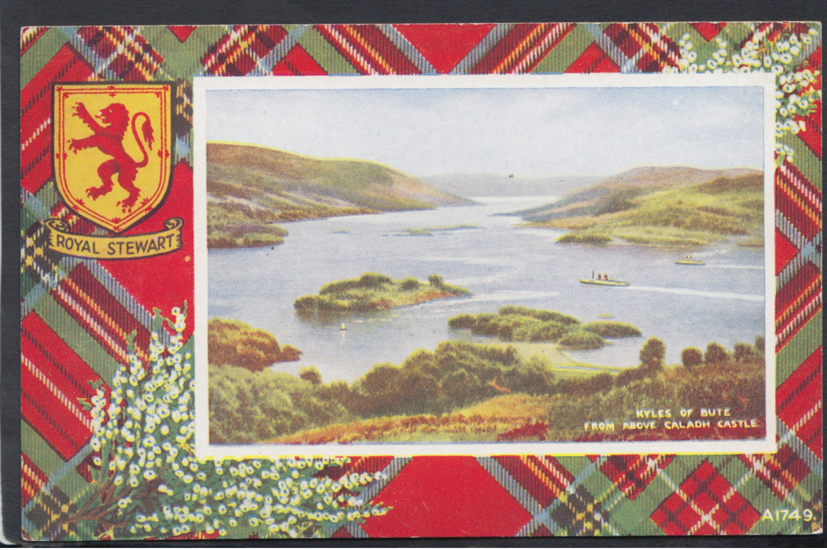 Scotland Postcard - Kyles Of Bute From Above Caladh Castle - Royal Stewart Tartan - Art Colour No A1749 -  DC1975 - Bute