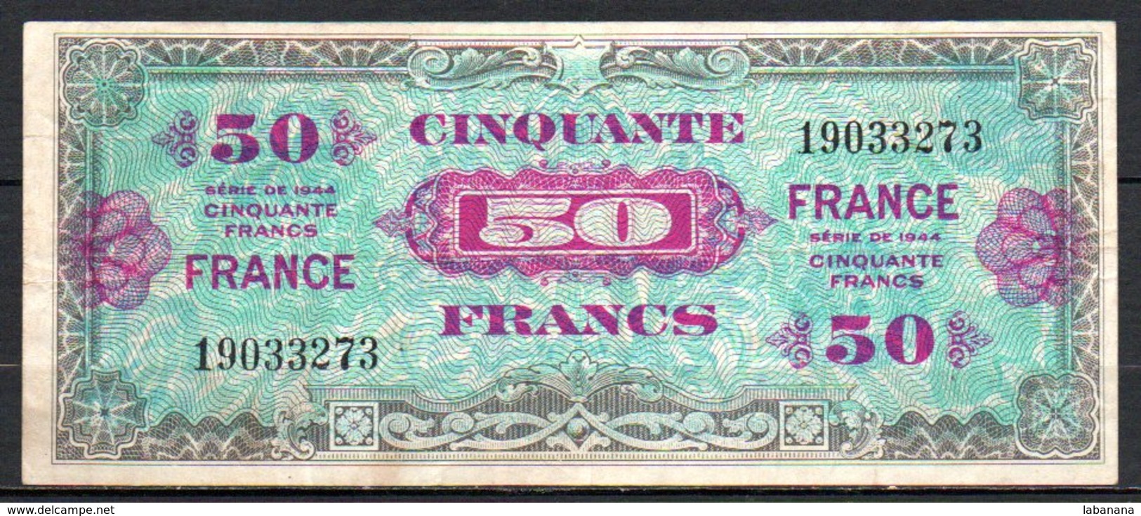 622-France Billet De 50 Francs 1944 - 190 - 1944 Bandiera/Francia