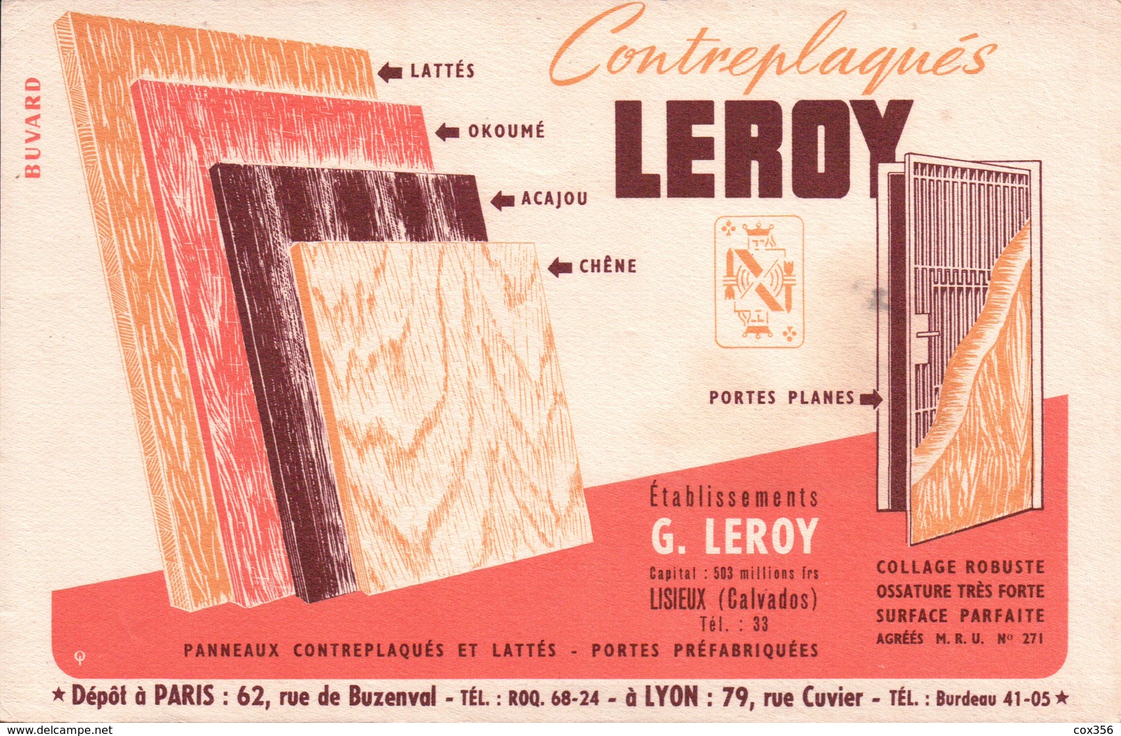 Ancien BUVARD Illustré Contreplaqués LEROY - C