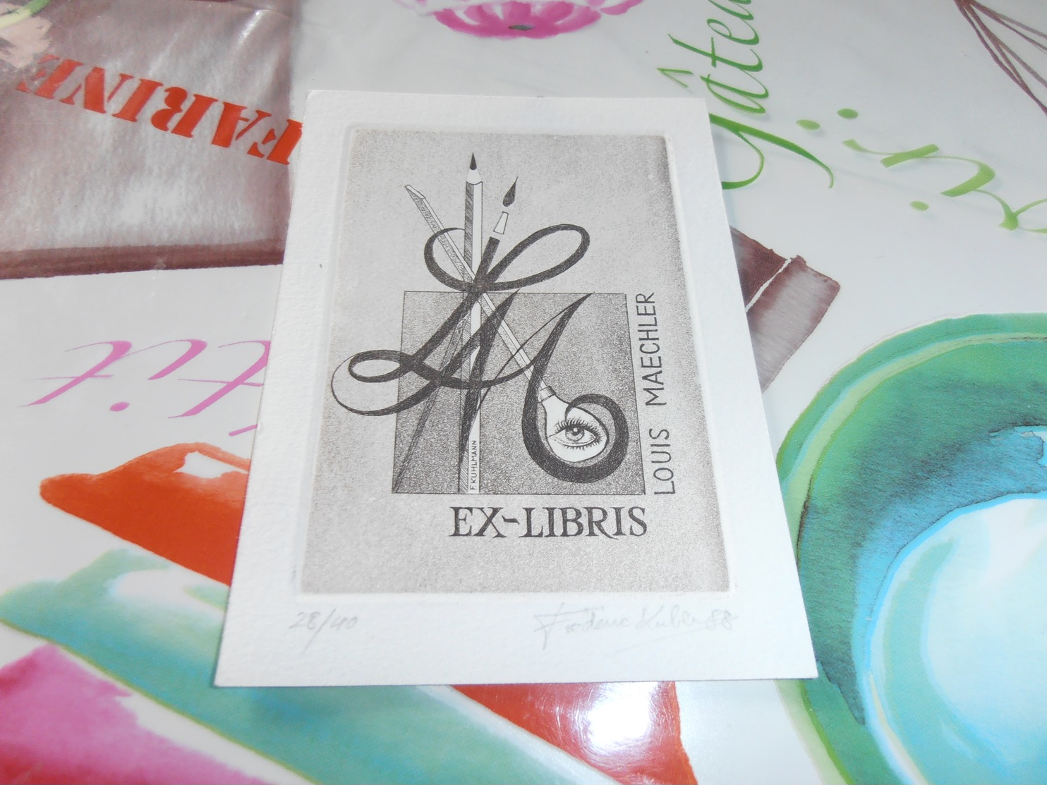 Ex Libris   Louis Maechler Signé Frederic Kubler 88 N°28/40 - Ex-libris