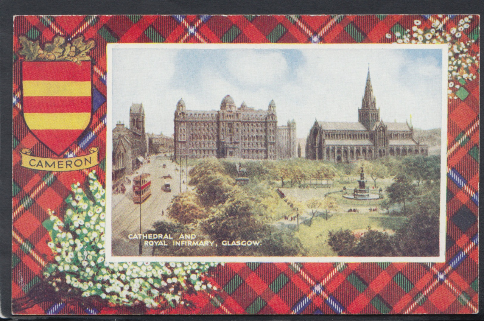 Scotland Postcard - Cathedral And Royal Infirmary, Glasgow - Cameron Tartan - Art Colour No A1009 - DC1973 - Lanarkshire / Glasgow