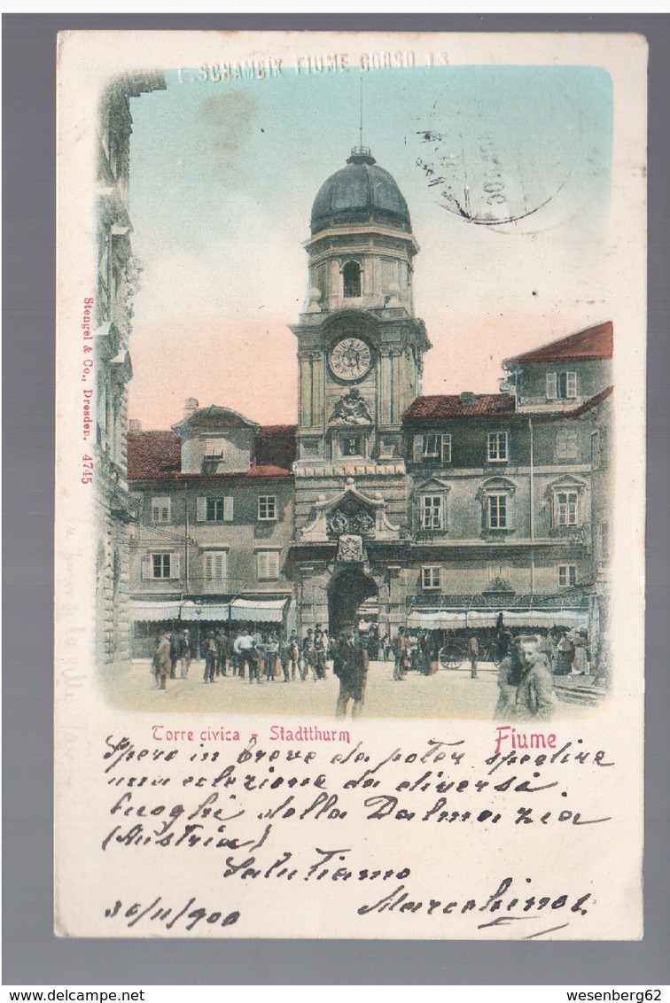 CROATIA Fiume Torre Civica Stadtthurm 1900 OLD POSTCARD - Croatia