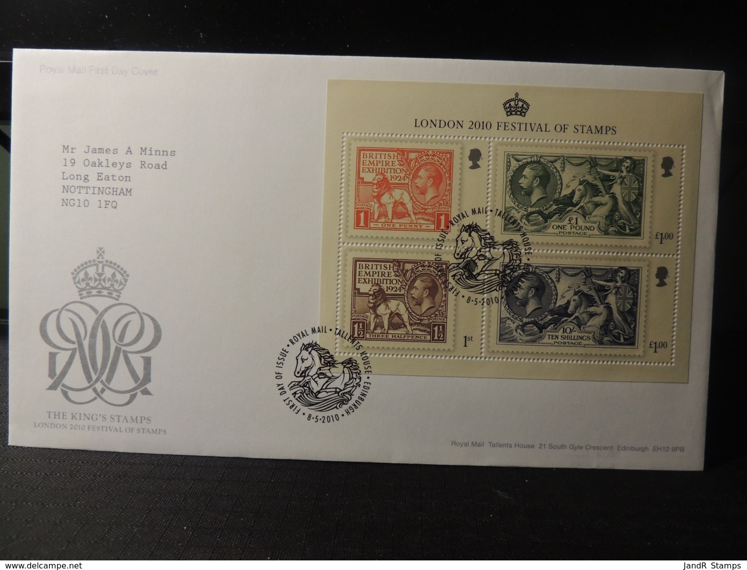 GB 2010 FDC - MS Festival Of Stamps Tallents Postmark  Kgv Lions Horses Britannia Royalty - 1991-2000 Decimal Issues