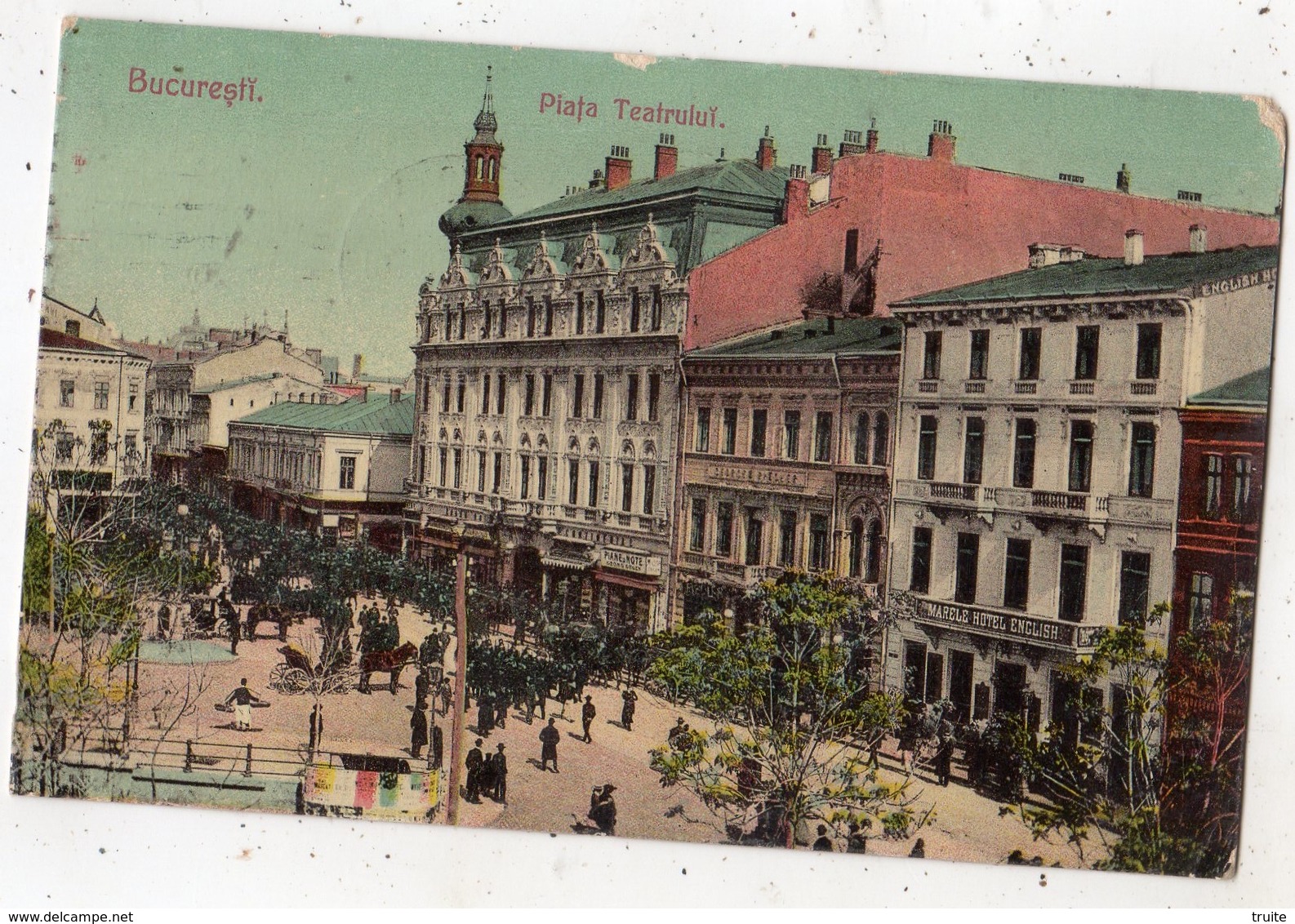 ROUMANIE BUCAREST (BUCURESTI) PIAFA TEATRULUI  (CARTE GLACEE ET COLORISEE) - Romania