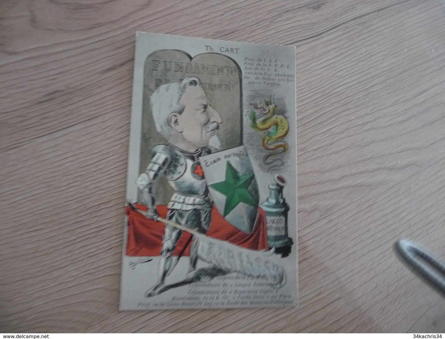 CPA Espéranto Illustrée Par Jean Robert TH.Cart Président De I.A.I. Et De La S.F.P.E. - Esperanto