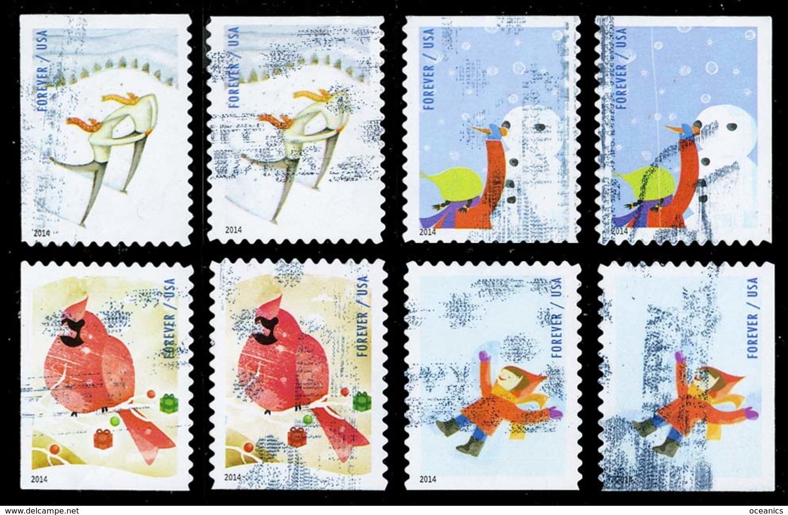 Etats-Unis / United States (Scott No.4937-40 - Plaisir D'hiver / Winter Fun) (o)  P2 + P3 - Used Stamps