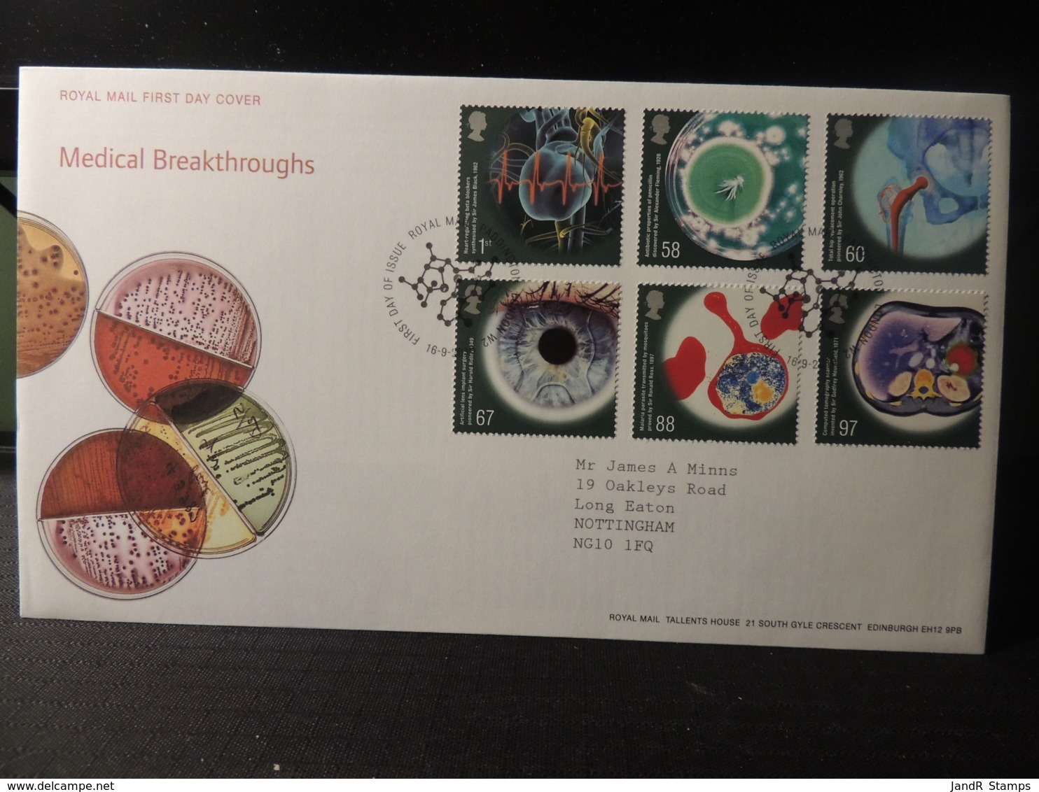 GB 2010 FDC - Medical Breakthroughs  Hartfield Postmark  Cells - 1991-2000 Decimal Issues