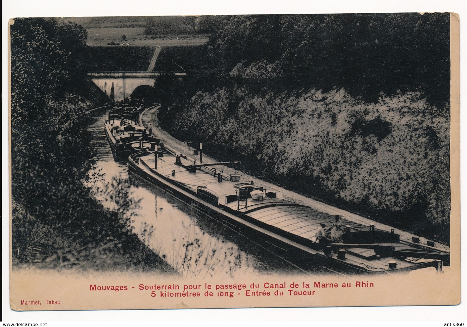 CPA 55 MAUVAGES  Souterrain Pour Le Passage De La Marne Au Rhin - Péniches - Other & Unclassified