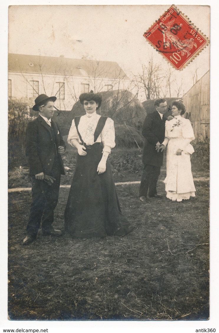 CPA 72 Carte Photo De Deux Couples écrite De La Flèche - La Fleche