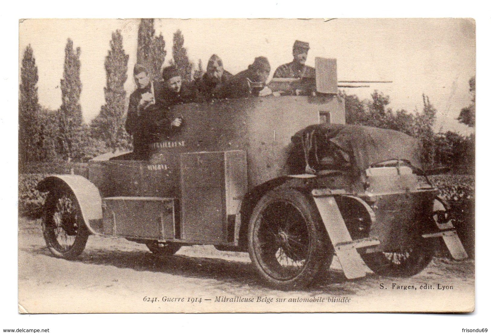 Guerre 1914 - Mitrailleuse Belge Sur Automobile Blindée . - Guerre 1914-18