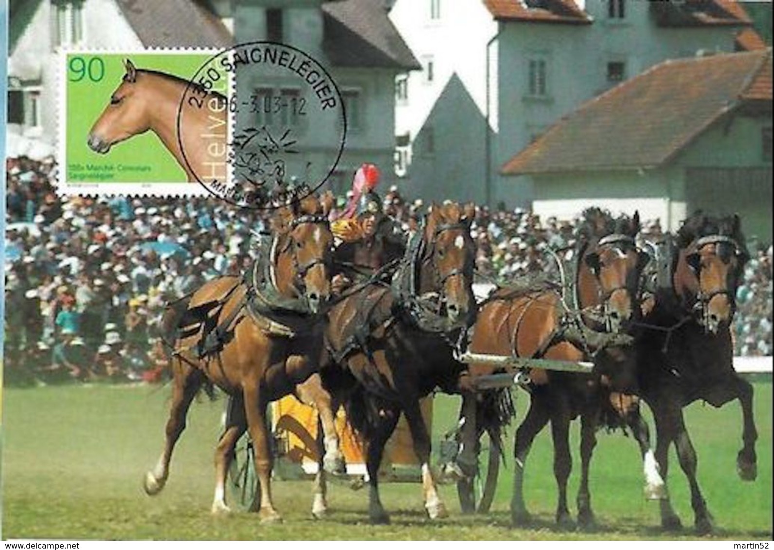 Schweiz-Suisse 2004: Maximumkarte "Marché-Concours Saignelégier" Zu 1082 Mi 1829 Yv 1755 Mit ET-o SAIGNELÉGIER 6.3.03 - Horses