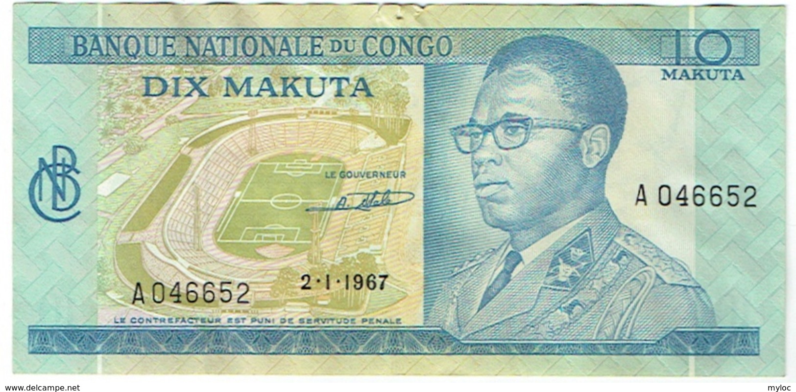 Billet. Banque Du Congo. 10 Makuta. 2-1-1967. - République Démocratique Du Congo & Zaïre