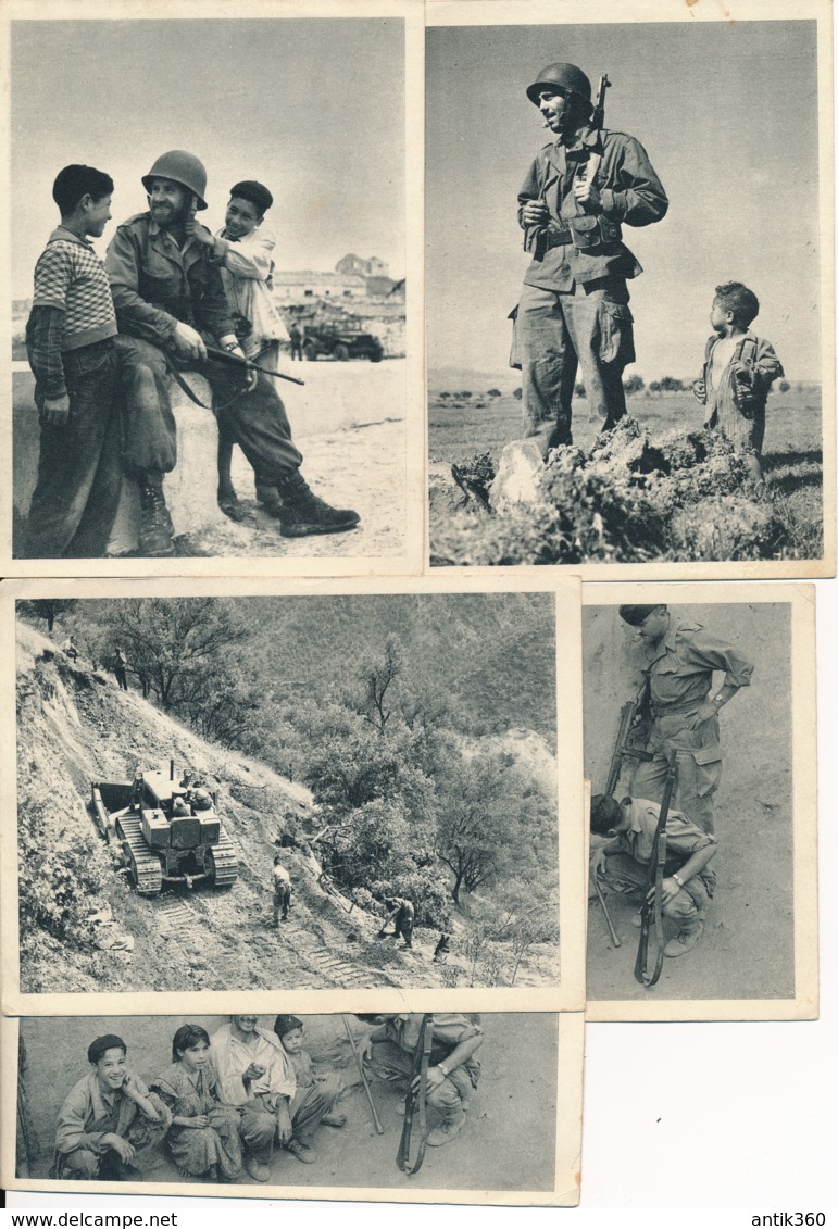 CPA ALGERIE Propagande Française Lot De 5 Cartes Guerre D'Algérie - Scènes & Types