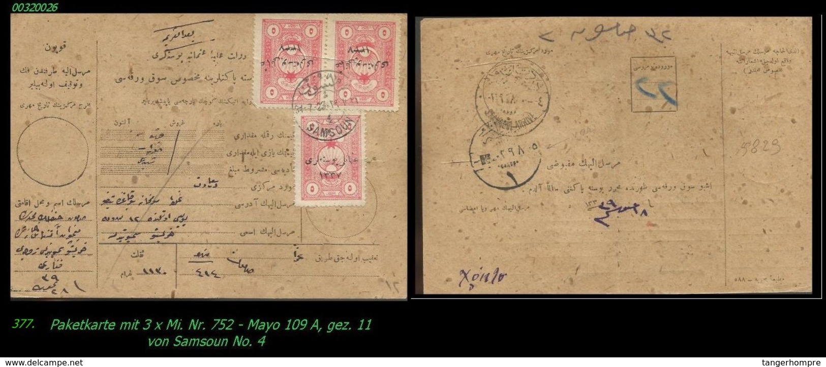 EARLY OTTOMAN SPECIALIZED FOR SPECIALIST, SEE...Mi. Nr. 752 - Mayo 109 - Postanweisung - 1920-21 Kleinasien