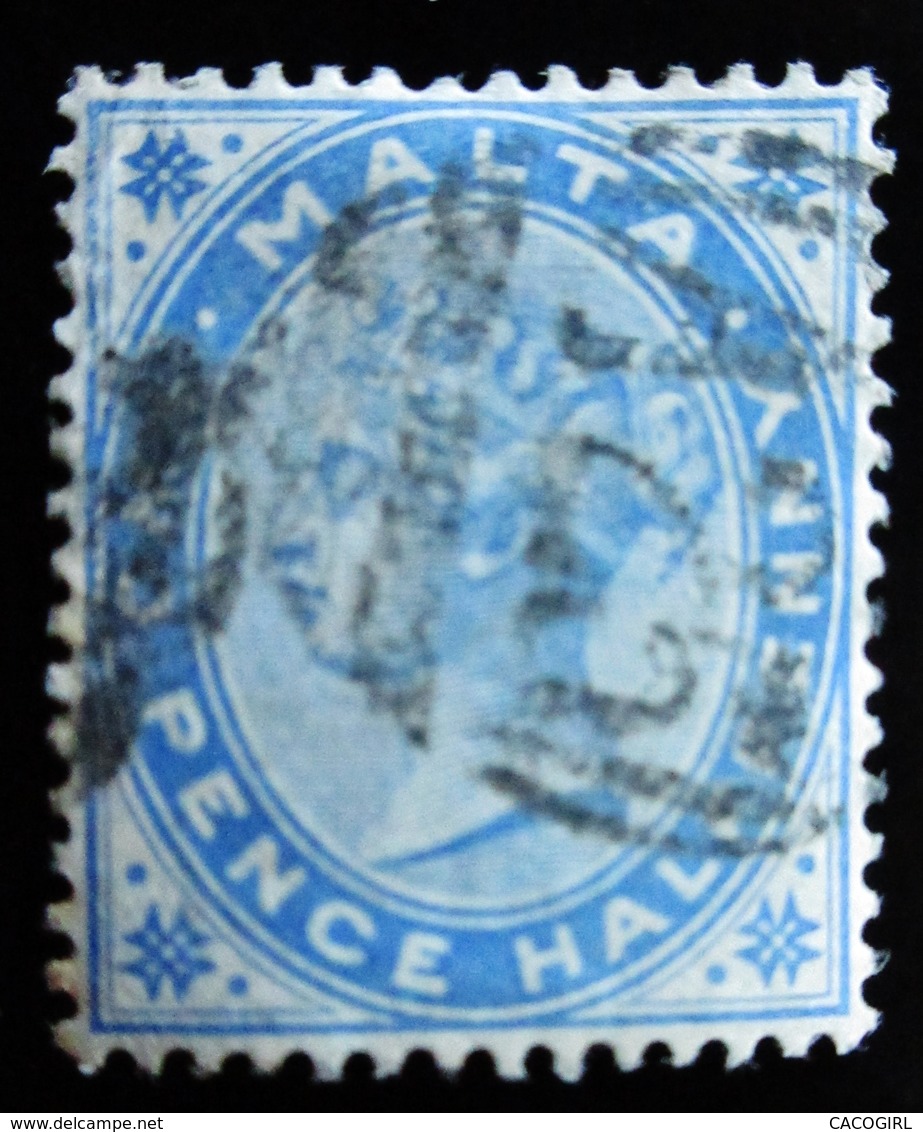 MALTE Queen Victoria 2 Timbres 1 Avec Surcarge One Penny Oblitérés - Malte (...-1964)