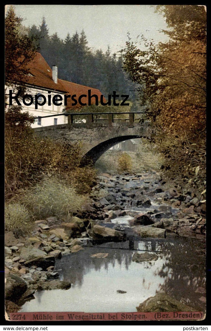 ALTE POSTKARTE MÜHLE IM WESENITZTAL BEI STOLPEN BEZ. DRESDEN Buschmühle Photochromie Ansichtskarte Postcard AK - Stolpen