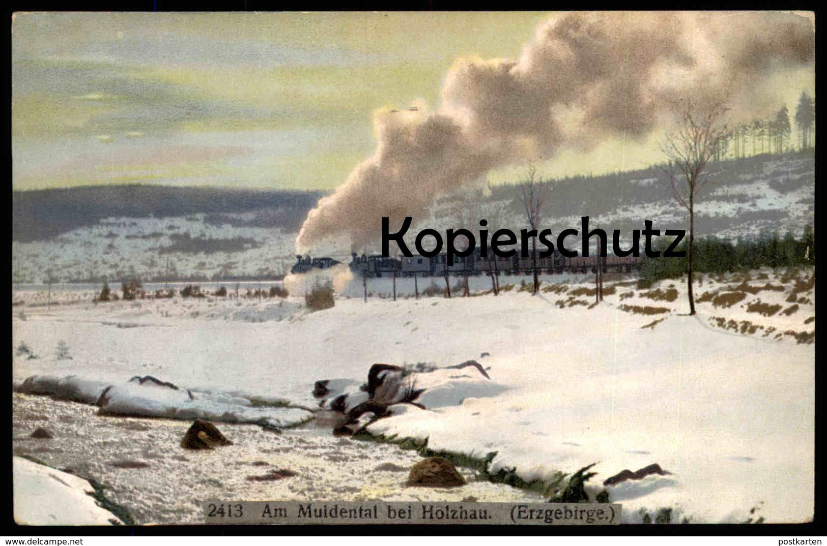 ALTE POSTKARTE AM MULDENTAL BEI HOLZHAU ERZGEBIRGE DAMPFLOK Steam Engine Railway Photochromie Ansichtskarte Postcard AK - Rechenberg-Bienenmühle