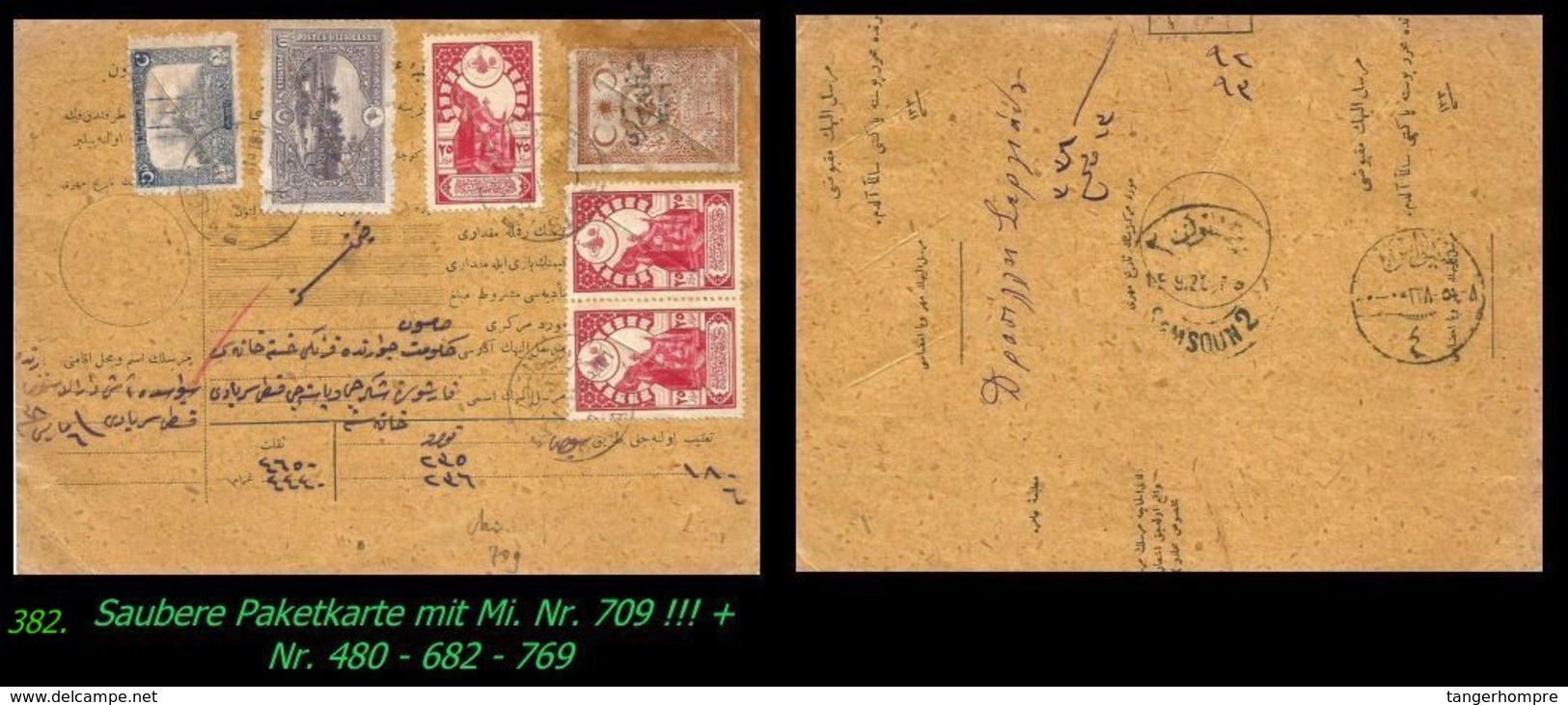 EARLY OTTOMAN SPECIALIZED FOR SPECIALIST, SEE...Mi. Nr. 709 - Paketkarte - RR- - 1920-21 Anatolia