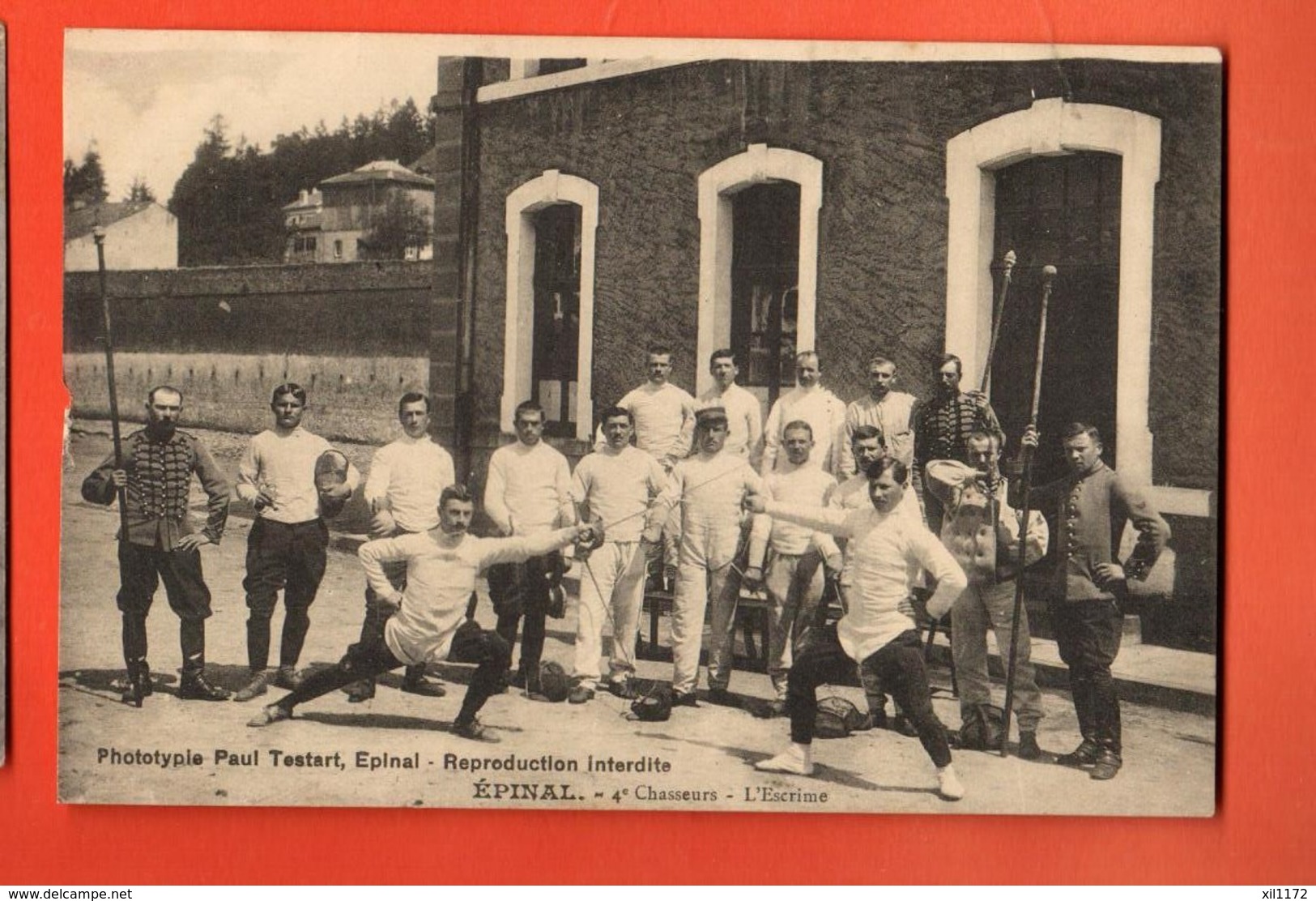 TSB-11  Épinal. 4ème Chasseurs, L'EScrime,  ANIME. Circulé Sous Enveloppe. Militaire - Epinal