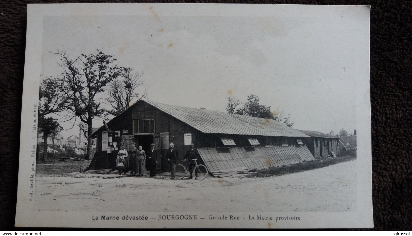 CPA BOURGOGNE MARNE DEVASTEE GRANDE RUE LA MAIRIE PROVISOIRE ED DEVILLE  PETITE ANIMATION - Otros & Sin Clasificación