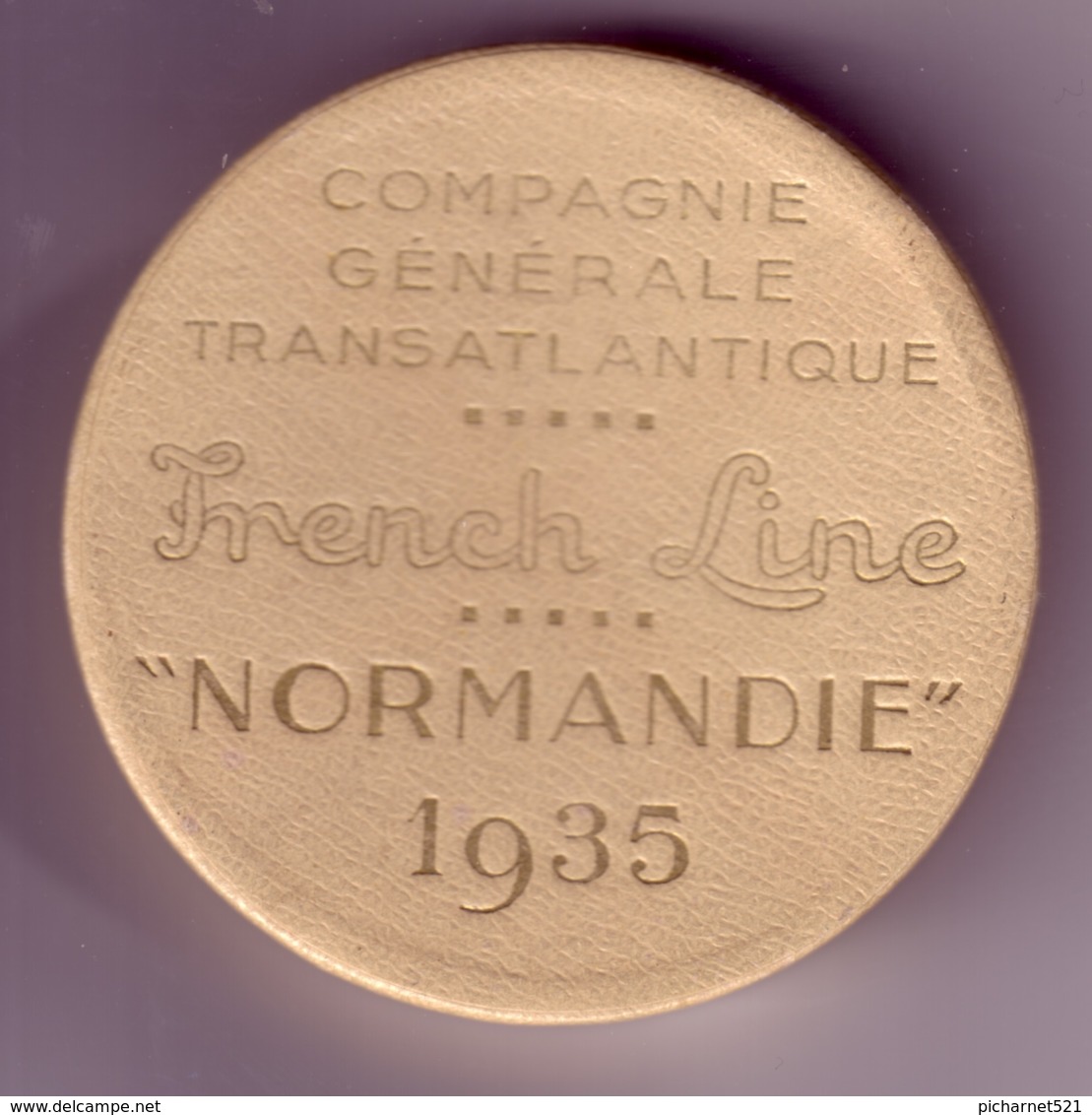 Médaille Souvenir Du Bateau "Normandie" De La Compagnie Générale Transatlantique - 1935 - 3 Scan. - Other & Unclassified