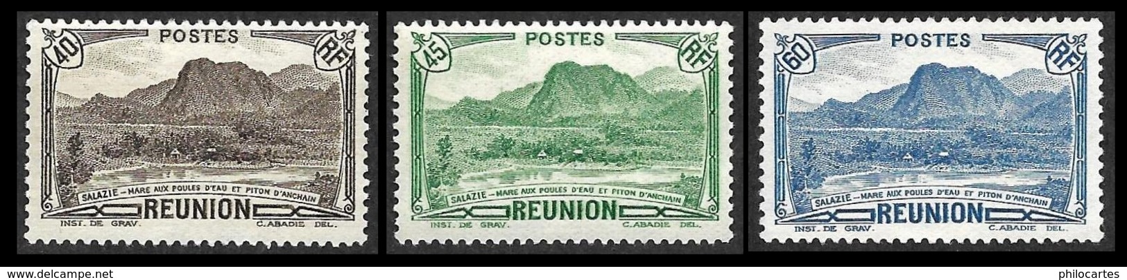 REUNION   1939-40  -  Y&T  164 - 165 - 166  -  Salazie  De 1939 - NEUFS** - Cote 1.96e - Neufs