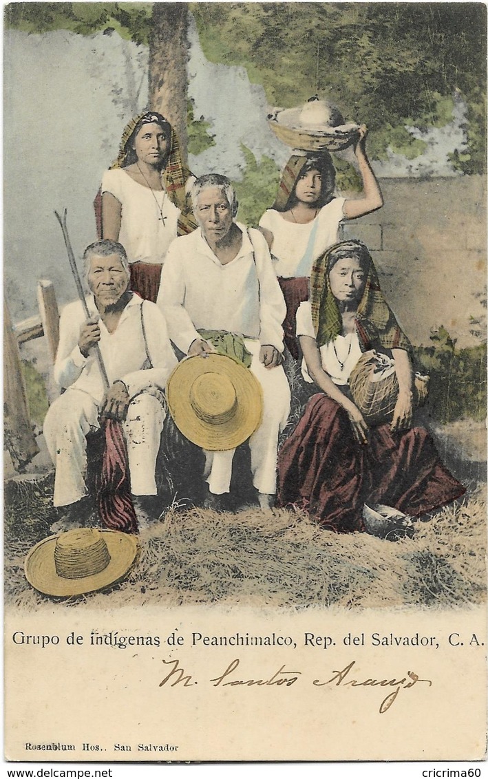 Grupo De Indigenas De PEANCHIMALCO, Rép. Del SALVADOR, C. A. - Belle Et Rare CPA Ayant Circulé En 1907. TBE. - El Salvador