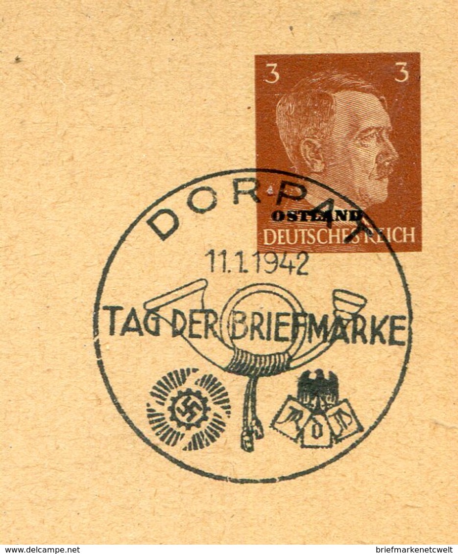 D.Bes.39/45-Ostland / 1942 / Sonderpostkarte Mi. P 3/04 So-Stempel DORPAT (Ersttag) (11335) - Besetzungen 1938-45