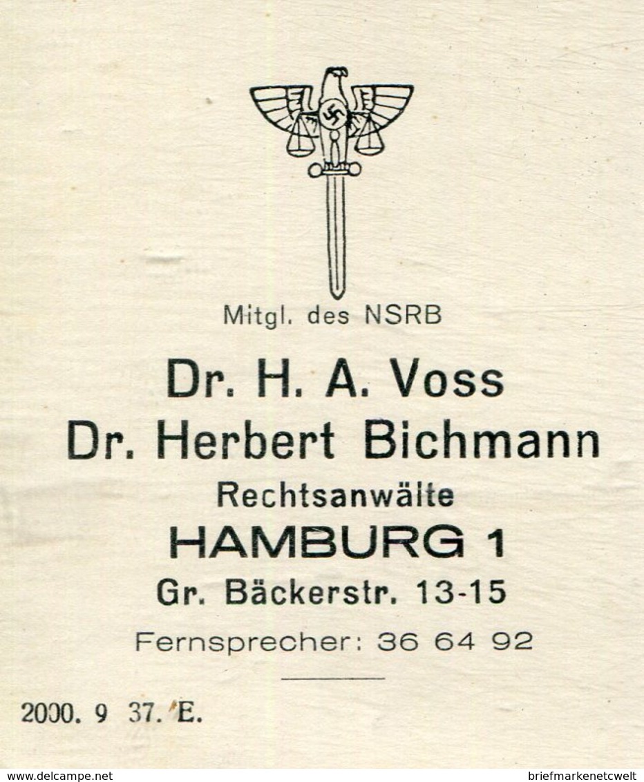 Deutsches Reich / 1938 / Postkarte Masch.-Stempel Hamburg "WHW-Ein Volk Hilft Sich Selbst", Firmenzudruck (11341) - Sonstige & Ohne Zuordnung