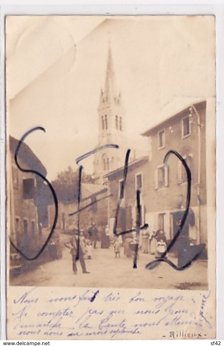 RILLIEUX LA PAPE     CARTE PHOTO LA PLACE ET L EGLISE - Rillieux La Pape