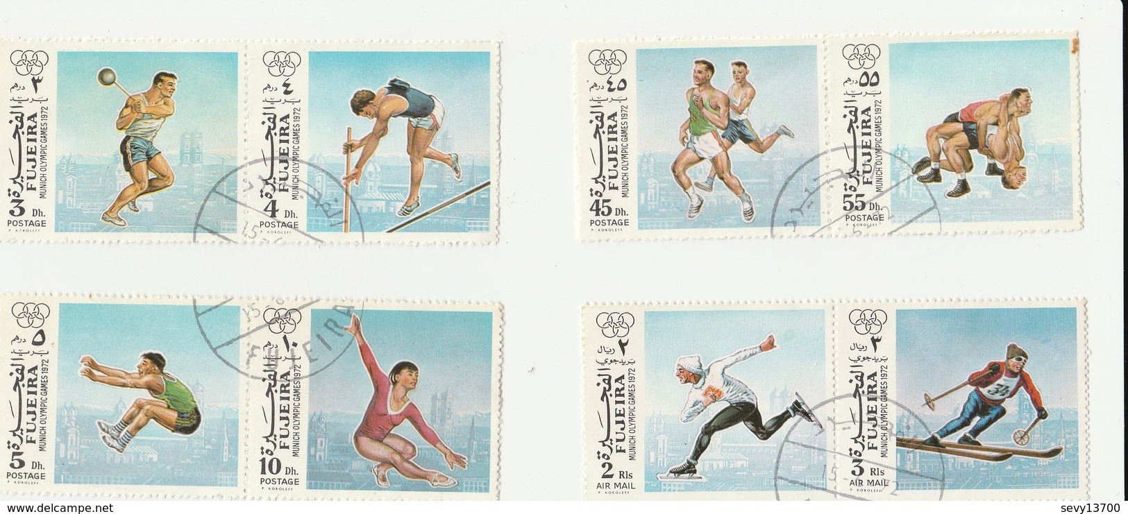 Fujeira - Lot 10 Paires De Timbres Jeux Olympiques De Munich 1972 - Mi 1102A à 1121A - Fudschaira