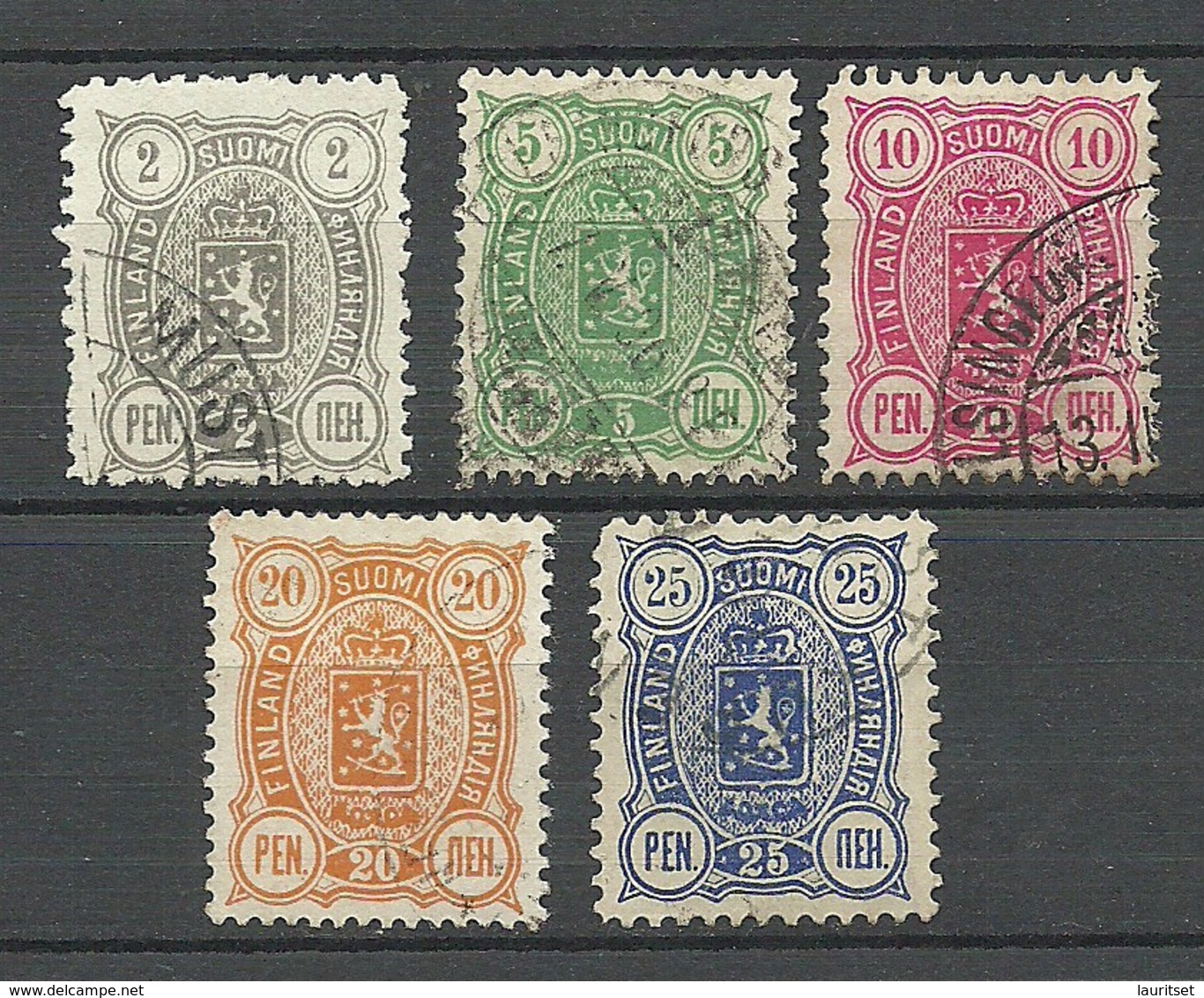 FINLAND FINNLAND 1889/90 Michel 27 - 31 O - Usati