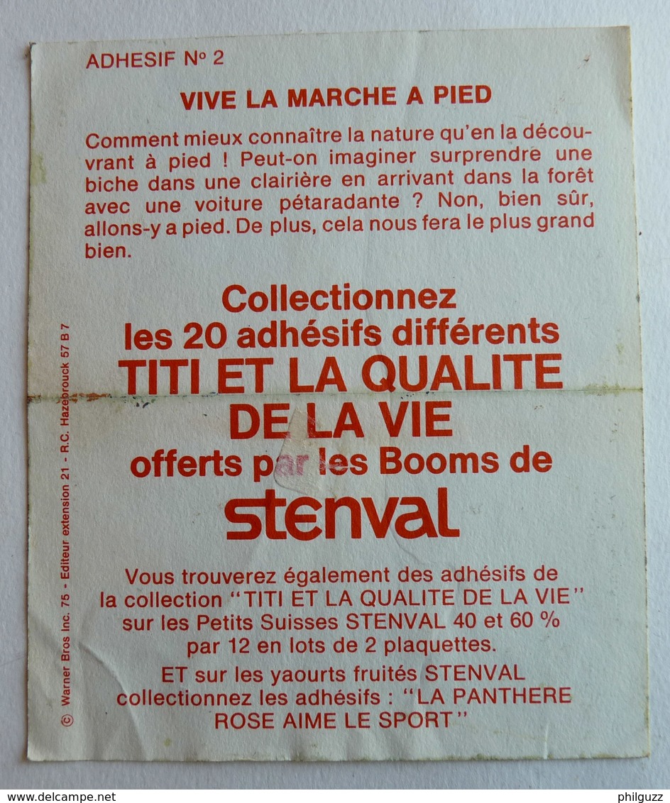 AUTOCOLLANT STENVAL TITI ET LA QUALITE DE VIE N°02 1975 - Aufkleber