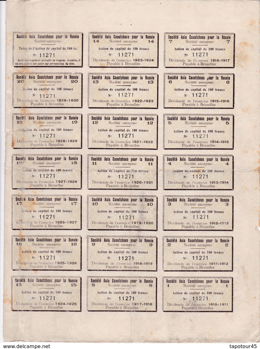 (Tapp 7)	Société Asia Caoutchouc Pour La Russie 	1910	N= 10 - Autres & Non Classés