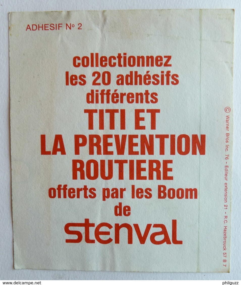 AUTOCOLLANT STENVAL TITI ET LA PREVENTION ROUTIERE N°02 1976 (1) - Autocollants