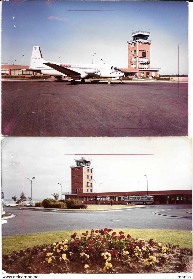 BEAUVAIS (Oise)  L'AEROPORT - AVION Cie SKYWAYS Vue Aérienne - 2 Photos Originales 1966 -COMBIER CIM Imp à Macon - Aviation