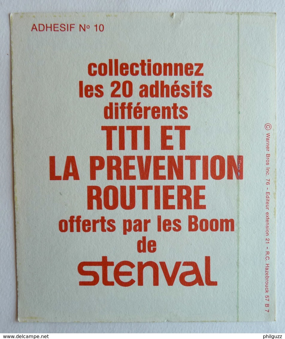 AUTOCOLLANT STENVAL TITI ET LA PREVENTION ROUTIERE N°10 1976 - Autocollants